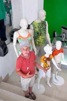 little boy pretended to be a dummy