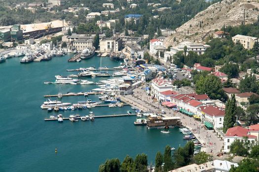 Town in Balaklava bay. Panoramic view on top.
