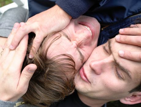 Pain. Stress. Regret. Two friends close up.