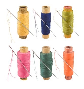 Sewing thread isolated on white background