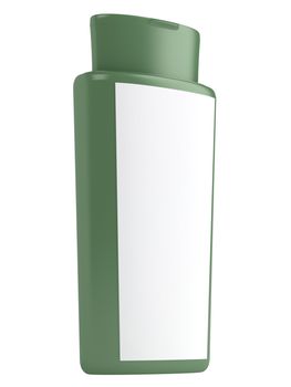 Green bottle natural shampoo isolated on white background