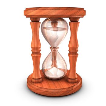 3D illustration of Hourglass with sand