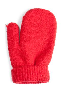 Red baby mitten isolated over white background