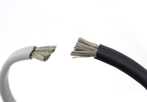 Gray and black cable isolated on white background