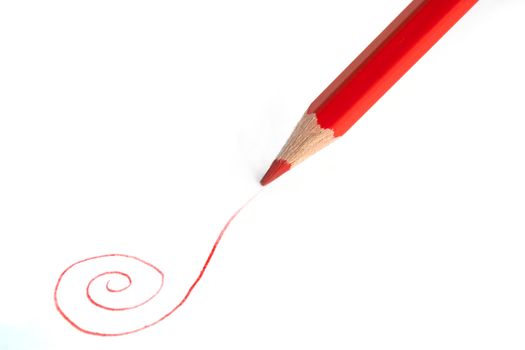 Red pencil isolated on white background