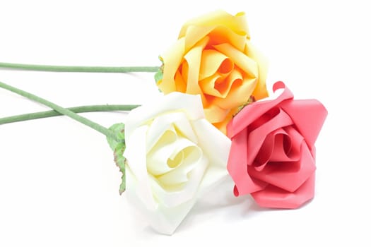 Rose Flower origami Paper Craft Isolated on white background