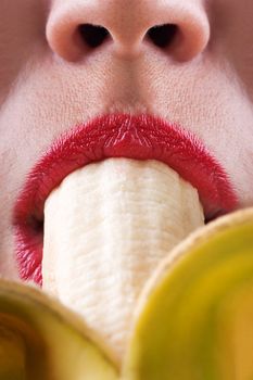 Sex symbol women sucking eating banana fruit food