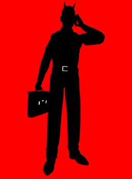 Concept image showing a silhouetted devil businessman.