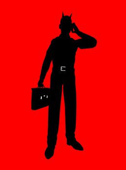 Concept image showing a silhouetted devil businessman.