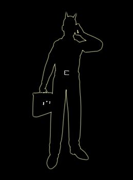 Concept image showing a silhouetted devil businessman.