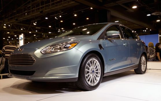 HOUSTON - JANUARY 2012: The Ford Focus Electric car at the Houston International Auto Show on January 28, 2012 in Houston, Texas. 