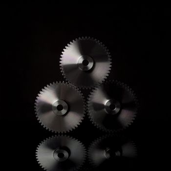 Industry wheels on black background