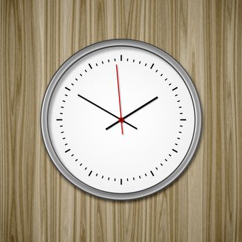 An image of a clock on wooden background