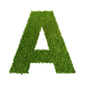 Green grass letter A on white background