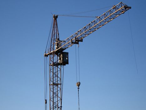 Tower crane with steel hook building metal construction