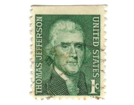 old postage stamp from USA 1 cent - Thomas Jefferson