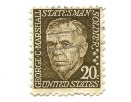 old postage stamp from USA 20 cent - George C. Marshall