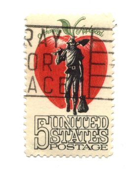 Old postage stamp from USA five cents - Johnny Applessed