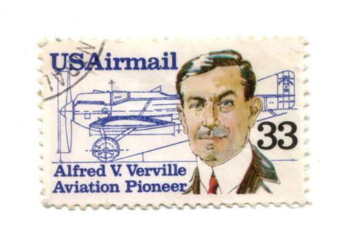 Old postage stamp from USA 33 cent - Alfred V. Verville