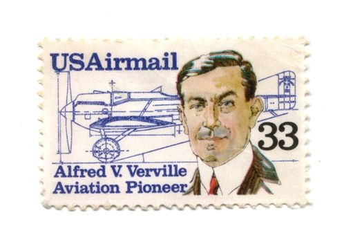 Old postage stamp from USA 33 cent - Alfred V. Verville