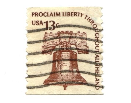 Old postage stamps from USA 13 cents - bell