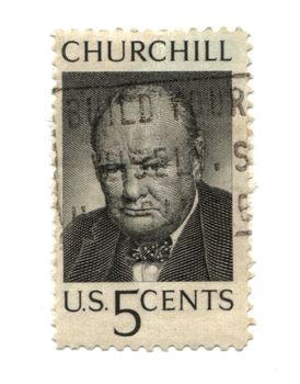 Old postage stamp from USA five cent - Churchill