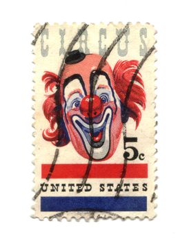 Old postage stamp from USA five cent - Circus