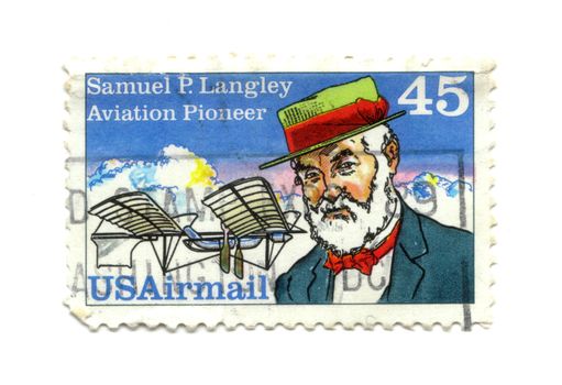 Old postage stamp from USA 45 cent - Samuel P. Langley