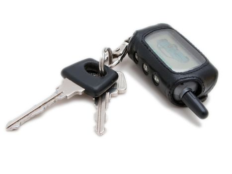 Car key ring for driving vehicle isolated on white