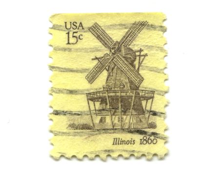 Old postage stamps from USA 15 cents - Illinois