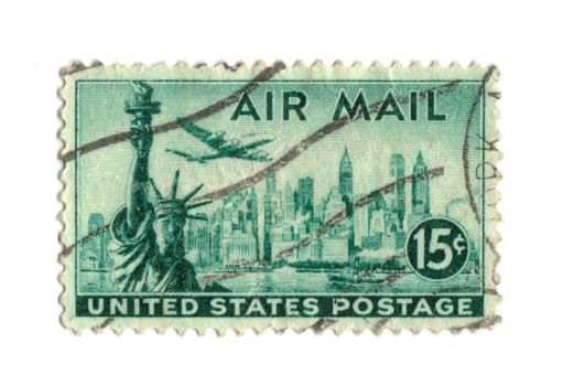 Old postage stamp from USA 15 cents - New York
