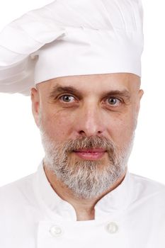 Portrait of a happy chef in a chef's hat.