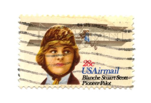 Old postage stamp from USA 28 cent - Blanche Stuart Scott