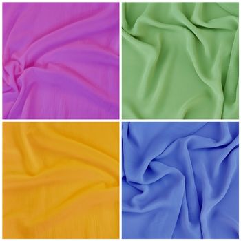 Set backgrounds, texture of colored fabric draped cloth