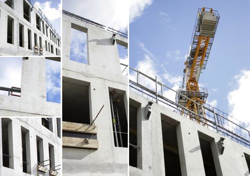 Collage of a building site