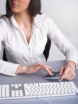 Woman in Business suit Analyzing data and plan