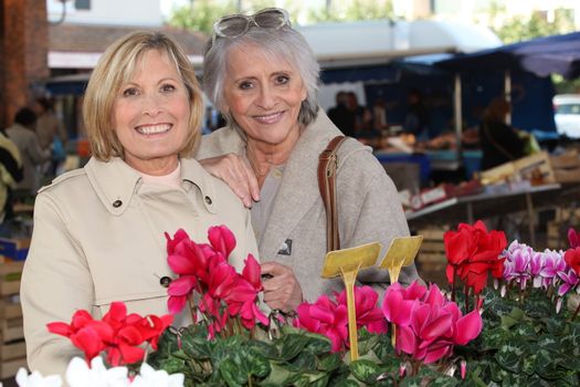 Mother and daughter at the market