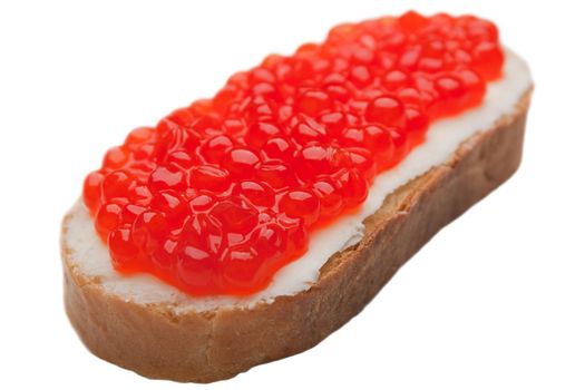 Seafood gourmet snack - red fish caviar on bread