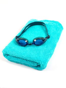 Swimming goggles isolated against a white background