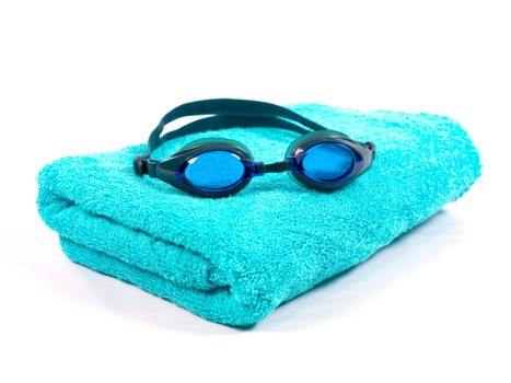 Swimming goggles isolated against a white background