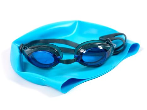 Swimming goggles isolated against a white background