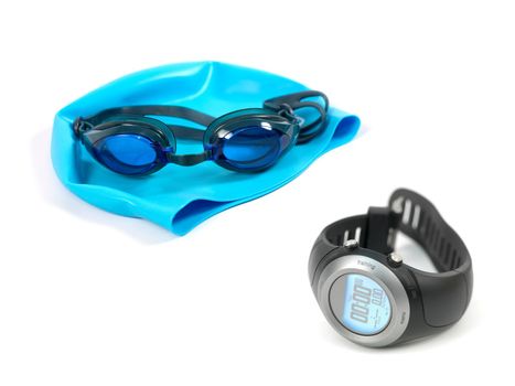 Swimming goggles isolated against a white background
