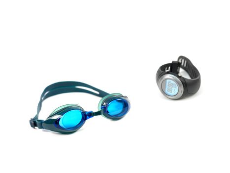 Swimming goggles isolated against a white background