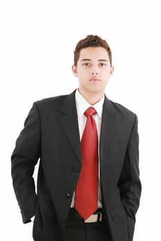 Portrait of a teenage boy in a business suit