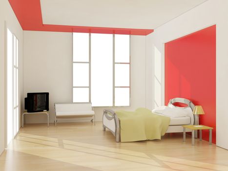 interior of modern bedroom. 3D illustration