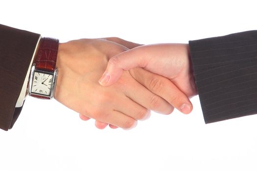 Hand shake of the business man and the woman