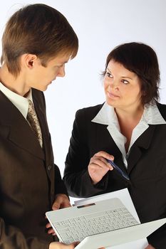 The man and the woman in strict business suits