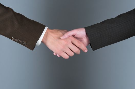 Hand shake of the business man and the woman