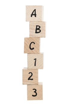 Dipiction of learning the abc's. White background.