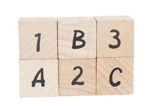 Dipiction of learning the abc's. White background.